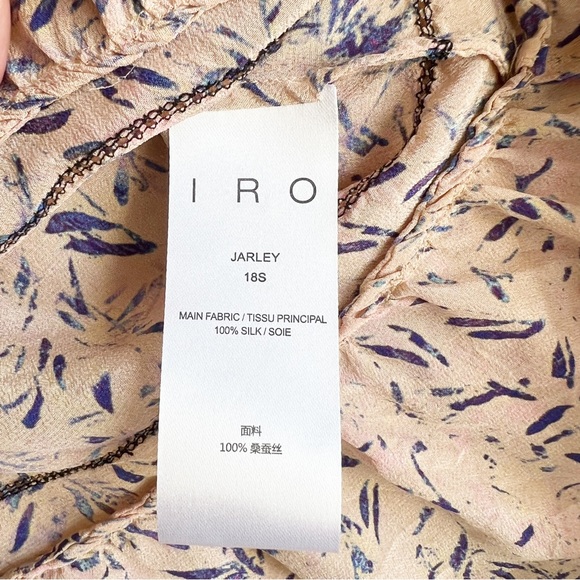 IRO Jarley Tie-front Printed Silk Crepe De Chine Blouse Size 38 or Medium US - Picture 8 of 11